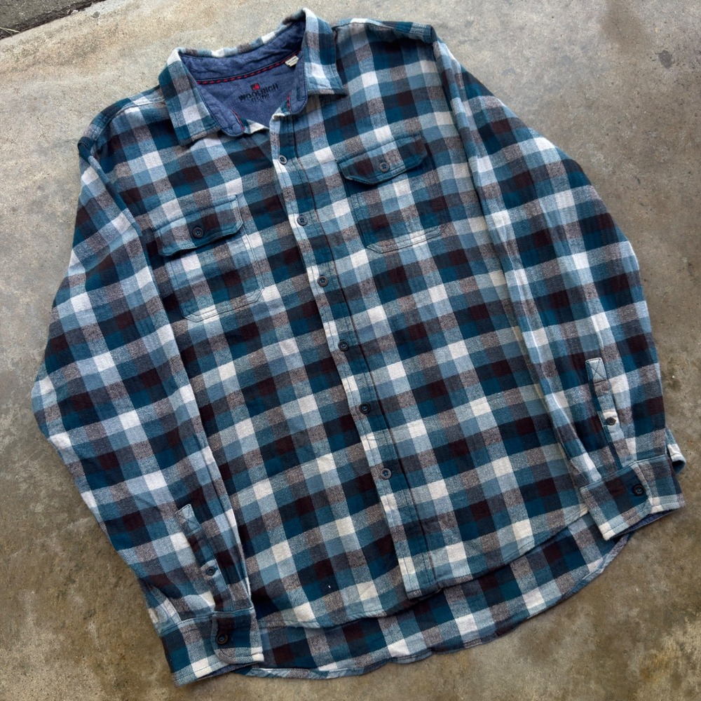 Vintage 2000s Woolrich Flannel Shirt Workwear Gorpcore Blue XXL (L1)